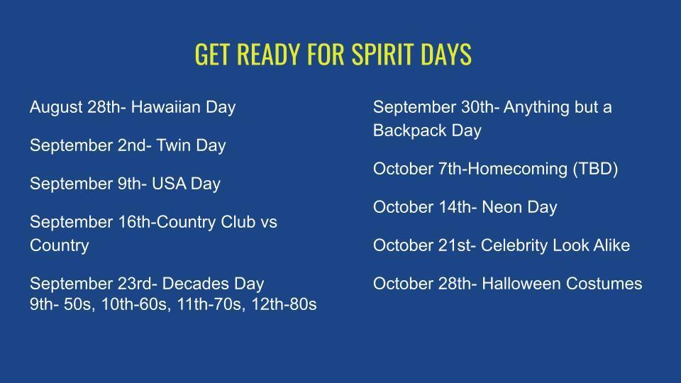 Spirit Days 2022