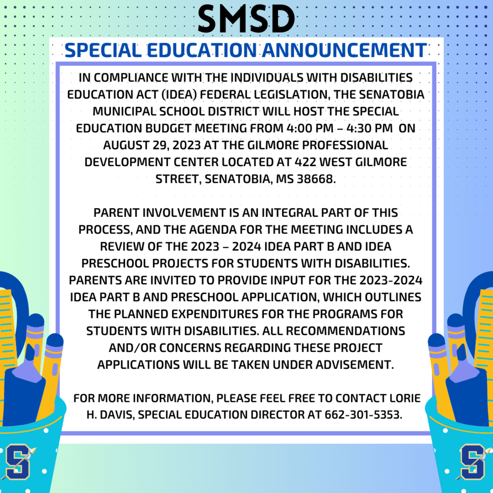 SMSD Special Education Announcement