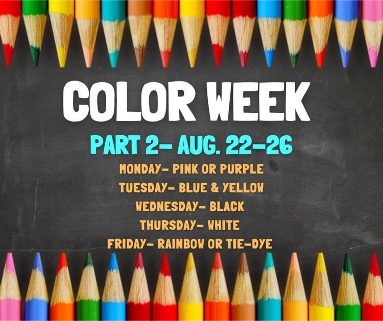 👋🏼 👋🏼 UPDATED COLOR WEEK INFO! 👋🏼 👋🏼   Please notice that TUESDAY is now blue & yellow day!!! We encourage everyone to sport their Warrior Wear!! 💙💛💙💛💙
